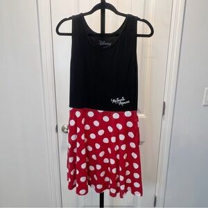 Disney Minnie Mouse Black With Red Polka Dots Tank Dress Juniors Size L 11/13